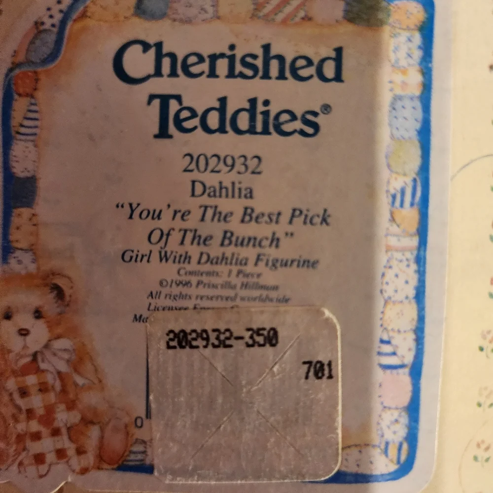 Cherished Teddies Bear & Dahlia - Picture 7 of 7